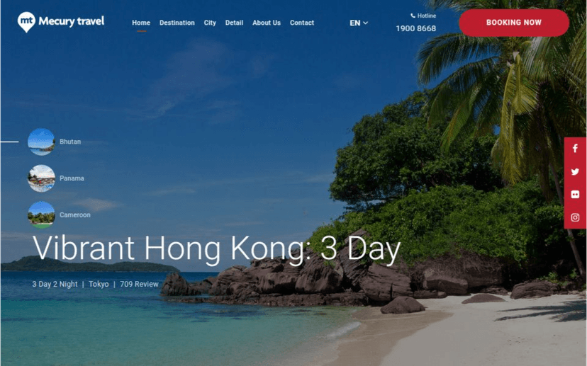 Giao diện Mecury Travel